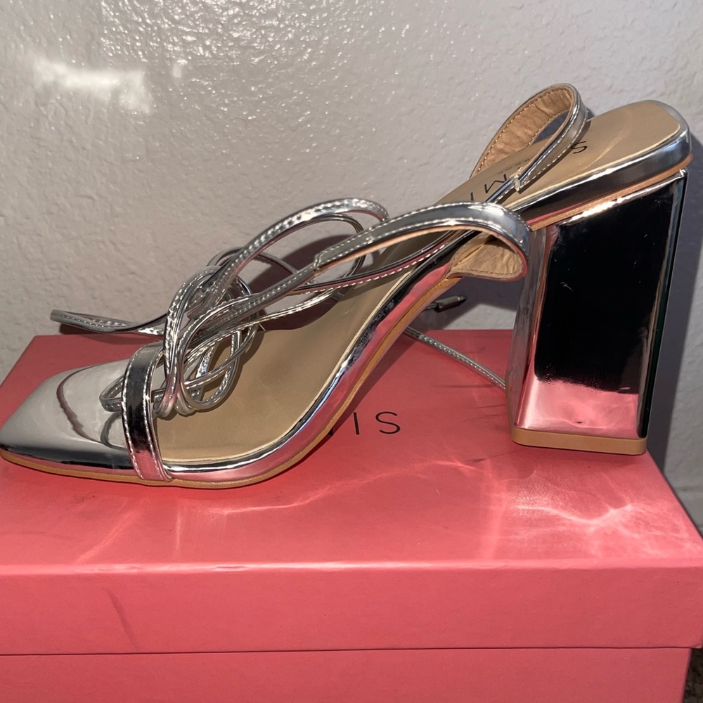 Silver strap heels